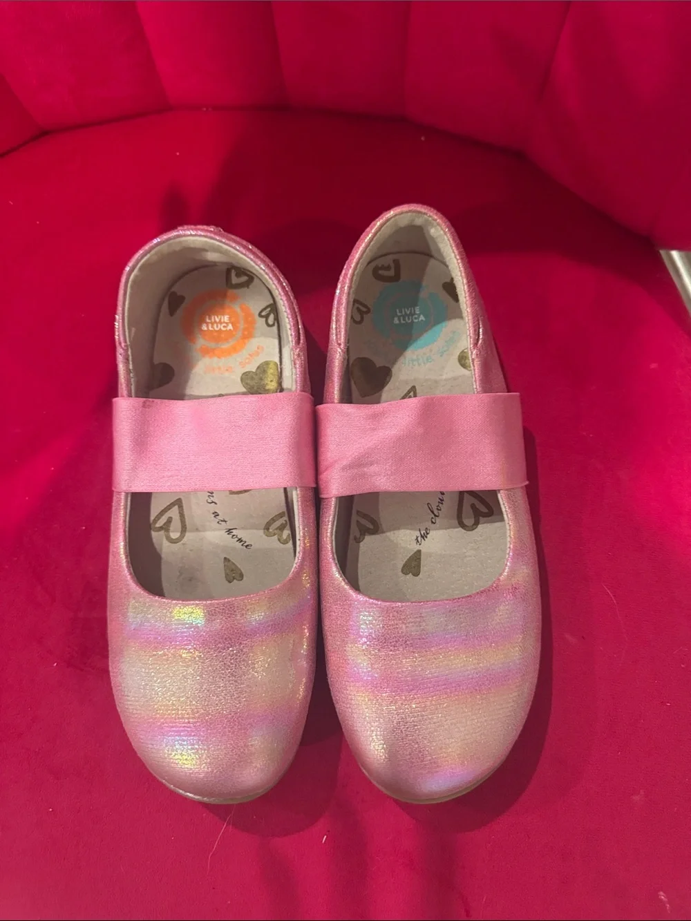 Livie & Luca Shimmery Pink Girls' Mary Jane Flats barely worn great condition